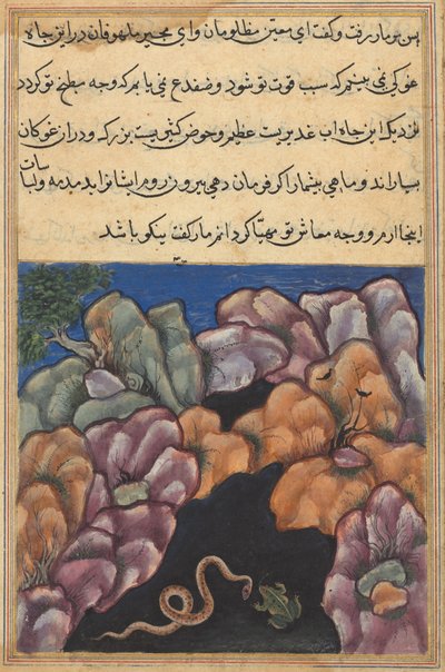 Oldal a Papagáj meséiből Tuti-nama: Huszonhatodik éjszaka: A kígyó belép..., c. 1560. alkotó: Unbekannt