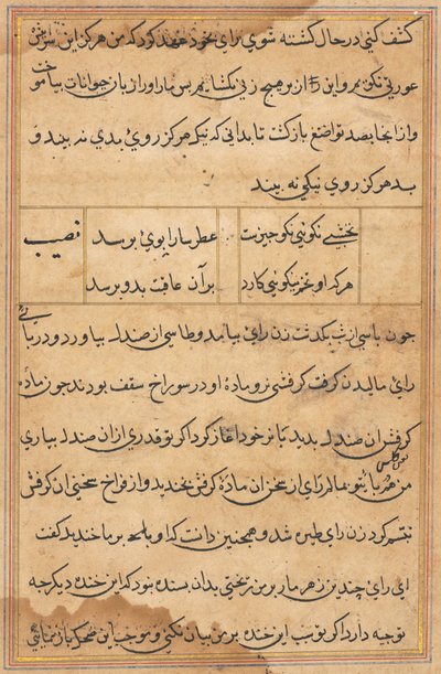 Oldal a Papagáj meséiből Tuti-nama: szövegoldal, c. 1560. alkotó: Unbekannt
