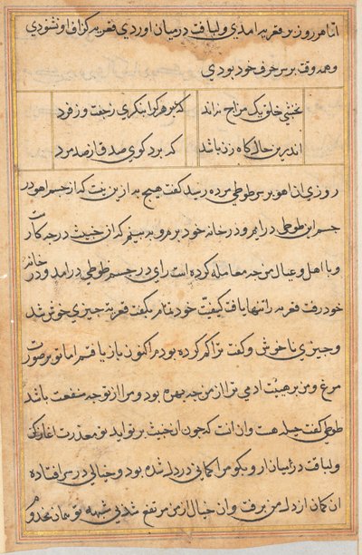 Oldal a Papagáj meséiből Tuti-nama: szövegoldal, c. 1560. alkotó: Unbekannt