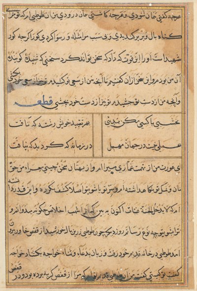 Oldal a Papagáj meséiből Tuti-nama: szövegoldal, c. 1560. alkotó: Unbekannt