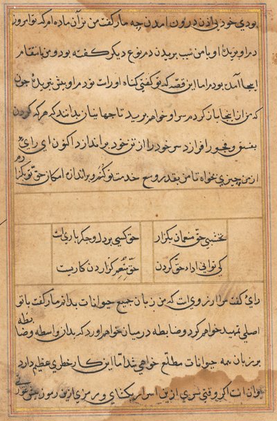 Oldal a Papagáj meséiből Tuti-nama: szövegoldal, c. 1560. alkotó: Unbekannt