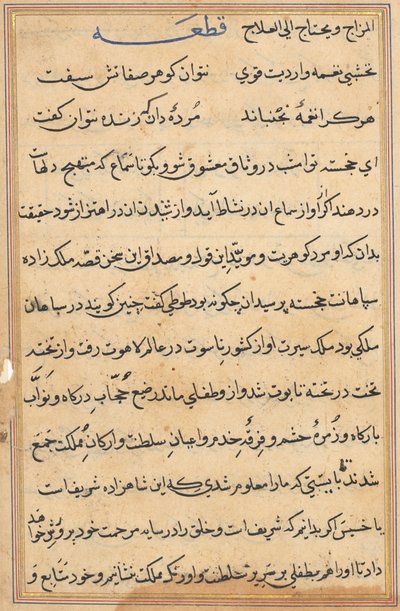 Oldal a Papagáj meséiből Tuti-nama: szövegoldal, c. 1560. alkotó: Unbekannt