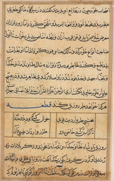 Oldal a Papagáj meséiből Tuti-nama: szövegoldal, c. 1560. alkotó: Unbekannt