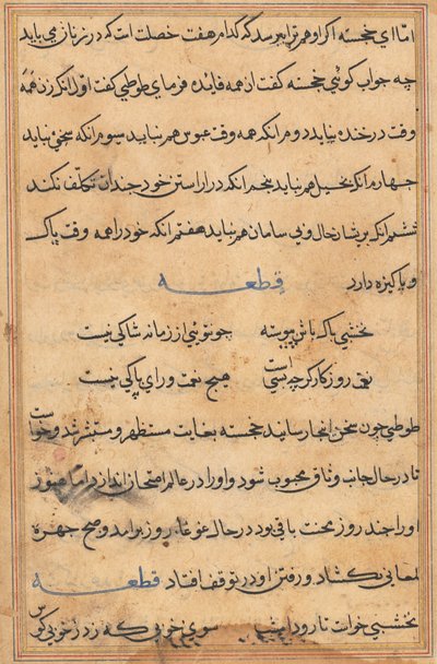 Oldal a Papagáj meséiből Tuti-nama: szövegoldal, c. 1560. alkotó: Unbekannt