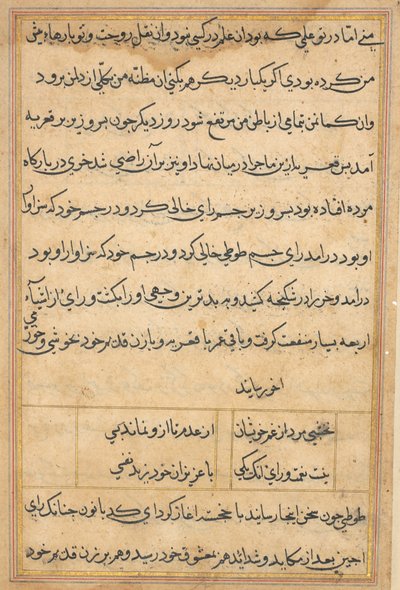Oldal a Papagáj meséiből Tuti-nama: szövegoldal, c. 1560. alkotó: Unbekannt