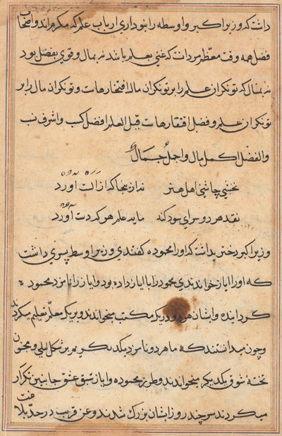 Oldal a Papagáj meséiből Tuti-nama: szövegoldal, c. 1560. alkotó: Unbekannt