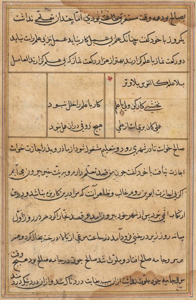 Oldal a Papagáj meséiből Tuti-nama: szövegoldal, c. 1560. alkotó: Unbekannt