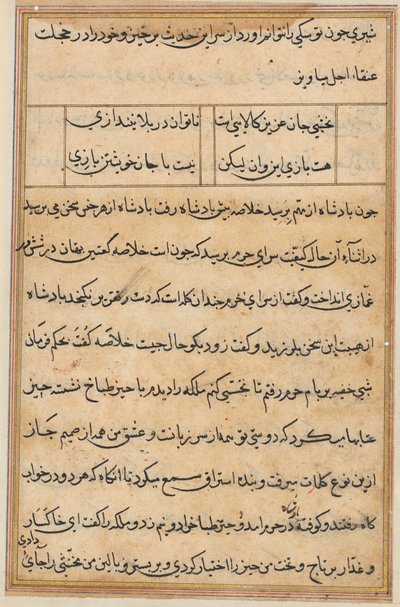 Oldal a Papagáj meséiből Tuti-nama: szövegoldal, c. 1560. alkotó: Unbekannt