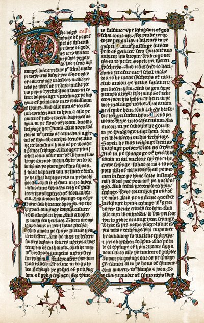 Oldal a Wycliffes bibliafordításból angolra, c1400 alkotó: Unbekannt