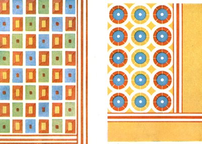 Festett mennyezeti minták Nebamon sírjában, Thébában, Egyiptomban, 1928. alkotó: Unbekannt