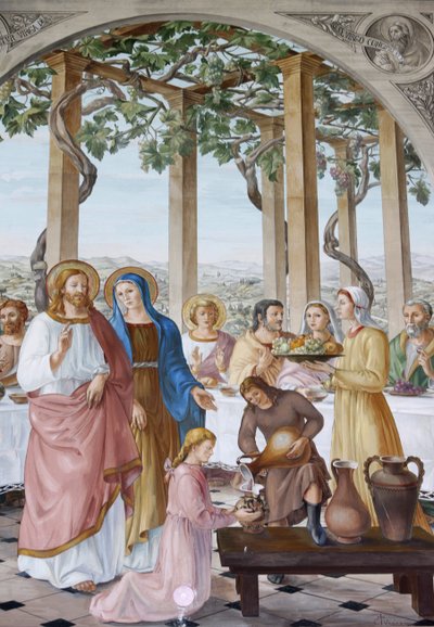 Festmény a Visitation templomban Ein Keremben: esküvő Kánában, Ein Keremben, Izraelben alkotó: Unbekannt
