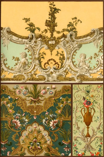 Festészet, bőrszőnyeg, stukkódíszek, Franciaország és Németország, 17. és 18. század, 1898. alkotó: Unbekannt