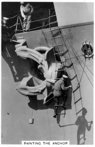 A HMS Courageous repülőgép-hordozó horgonyának festése, 1937 alkotó: Unbekannt