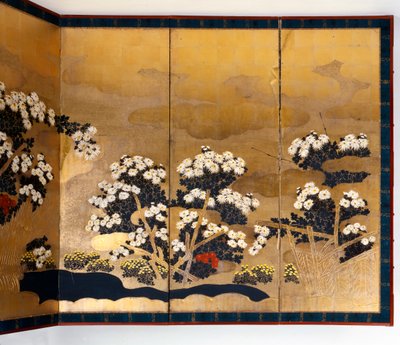 Képernyőpár 6 paneles arany háttérrel, Edo korszak, japán, 1600-1867 alkotó: Unbekannt