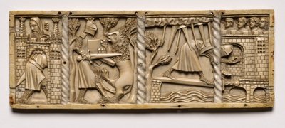 Panel egy koporsóból udvari románcok jeleneteivel, 1330. alkotó: Unbekannt