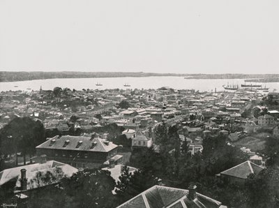 Panorámás kilátás a dombokról, Auckland, Új-Zéland, 1895. alkotó: Unbekannt