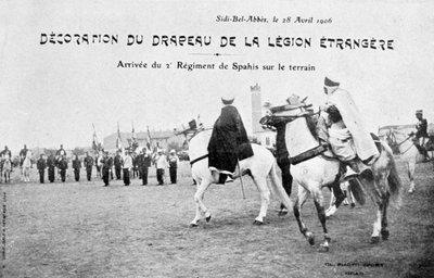 A Francia Idegenlégió zászlajának felvonulása, Sidi Bel Abbes, Algéria, 1906. április 28. alkotó: Unbekannt