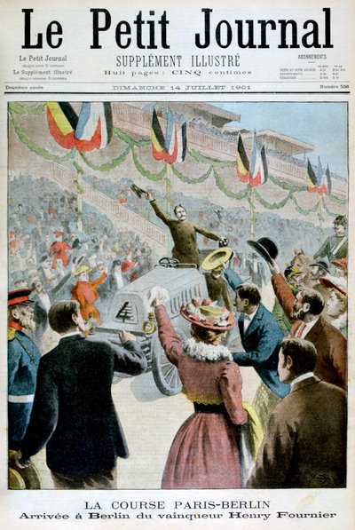 Párizsi berlini verseny, a győztes Henry Fournier érkezése, 1901 alkotó: Unbekannt