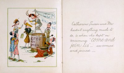 Peg babák egy szüfrazsett találkozón, 1910 alkotó: Unbekannt