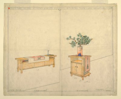 Piano Bench and Taboret, Henry J. Allen Residence, Wichita, KA, 1917 alkotó: Unbekannt