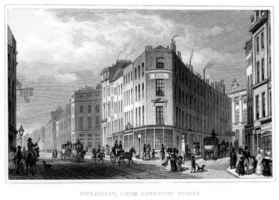 Piccadilly, a Coventry Street-ről, Westminster, London, 19. század alkotó: Unbekannt