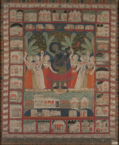 Pichvai falvédő Shri Nathaji imádatával, 1825-1850. alkotó: Unbekannt