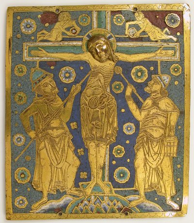 Emléktábla a keresztrefeszítéssel Longinus és Stephaton között és a Megszemélyesítések..., német, c1200. alkotó: Unbekannt
