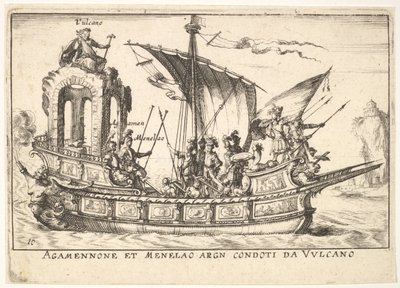 10. tábla: Agamemnon és Menelaosz egy csónakban ülve más alakokkal, köztük V..., 1664. alkotó: Unbekannt