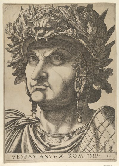 10. tábla: Vespasianus enyhén balra fordított fejjel, a 
