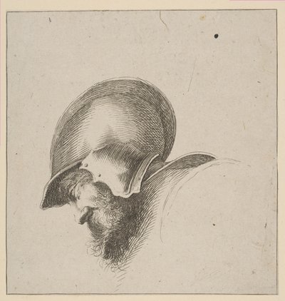10. tábla: katona feje, a Rajz alapjai I principii del disegno című könyvből, 1641 után. alkotó: Unbekannt