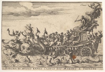16. tábla: Zenészek hajója Claucus tengeristennel és tritonokkal Barcha di musici rapra C..., 1664. alkotó: Unbekannt