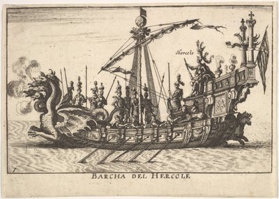 1. tábla: Hercules Barcha del Hercole hajója, sárkányfejű orral és Herkulesszal a pl..., 1664. alkotó: Unbekannt