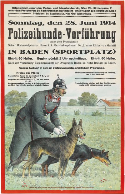 Rendőrkutya bemutató Badenben, 1914. alkotó: Unbekannt