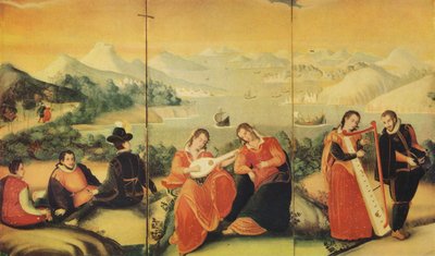 Egy japán összecsukható paraván a Keicho-korszakból, 1600, 1936 alkotó: Unbekannt