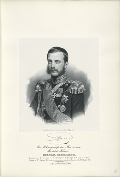 Michael Nikolaevich orosz nagyherceg portréja 1832-1909, 1858 alkotó: Unbekannt