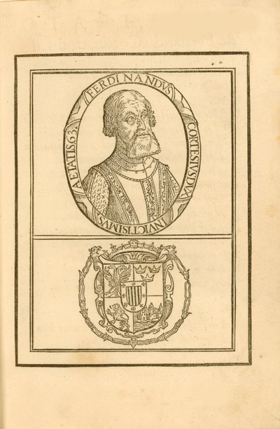 Hernán Cortés 1485-1547 portréja címerével, 1588. alkotó: Unbekannt