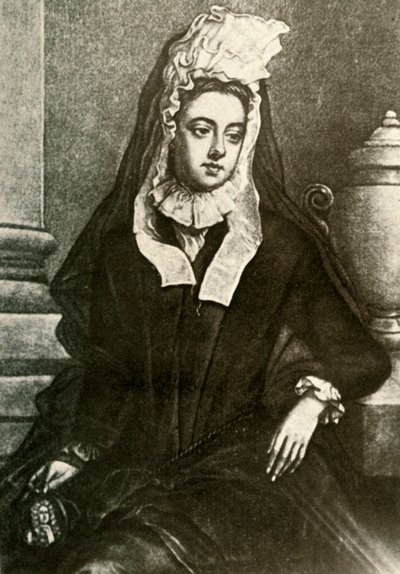 Lady Fenwick portréja, özvegyek gyászolásával, 1695, 1937. alkotó: Unbekannt