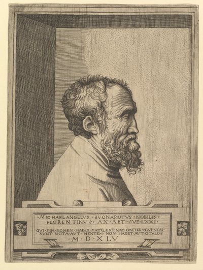 Michelangelo arcképe jobbra nézve, mélyedésben, 1545. alkotó: Unbekannt