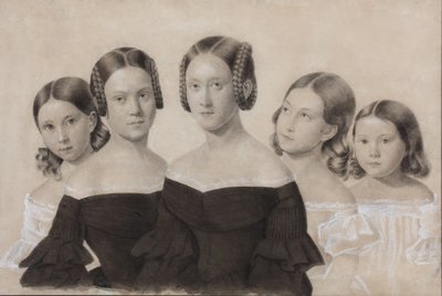 Jelisaveta, Maria, Praskovya, Alexandra és Anna Djakov nővérek portréja, 1830-as évek vége alkotó: Unbekannt
