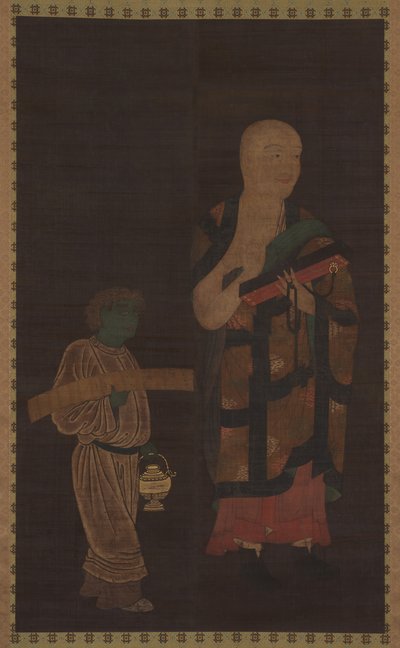 Xuanzang Genjo portréja kísérővel, 14. század. alkotó: Unbekannt