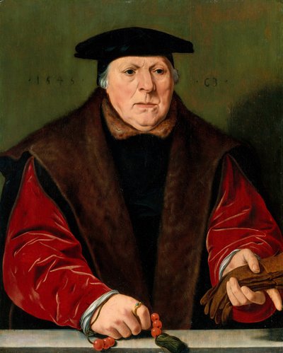Rózsafüzérrel ellátott férfi portréja, 1545. alkotó: Unbekannt