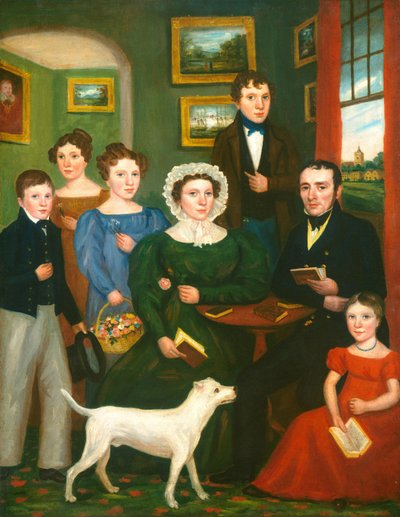 Ismeretlen család portréja terrierrel, c. 18251835. alkotó: Unbekannt