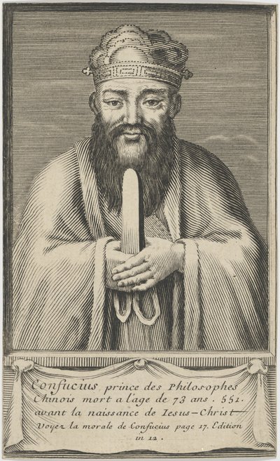 Konfucius kínai gondolkodó és társadalomfilozófus portréja, 1745 és 1755 között. alkotó: Unbekannt