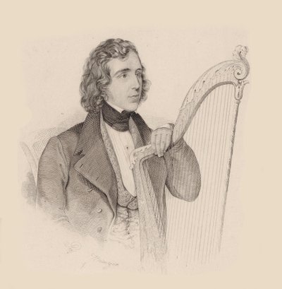 Elias Parish Alvars hárfaművész és zeneszerző portréja 1808-1849, 1830. alkotó: Unbekannt