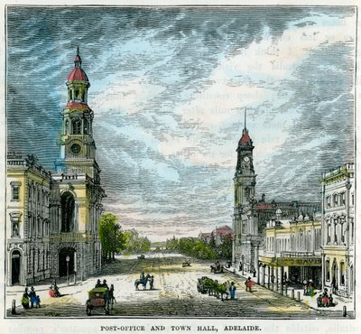 Postahivatal és városháza, Adelaide, Dél-Ausztrália, Ausztrália, c1880 alkotó: Unbekannt