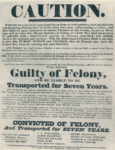 A törvénytelen eskütételre bűnösöket figyelmeztető plakátokat deportálták, 1834, 1934. alkotó: Unbekannt