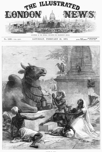 Imádkozni Nandihoz az éhínségtől való megszabadulásért, Bengáliában, Indiában, 1874 alkotó: Unbekannt