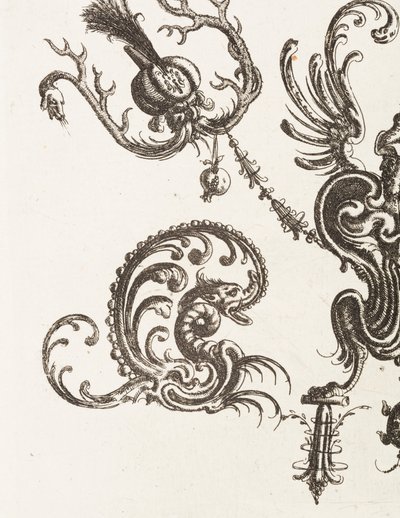 Nyomtatás, 48. tábla, Neüw Grotteßken Buch (Új groteszk könyv), 1610 alkotó: Unbekannt