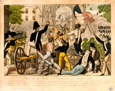 Porte St Denis megtámadása 1830. július 28-án, 1830-as forradalom, Párizs alkotó: Unbekannt