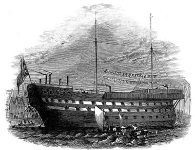 Hulk Warrior börtön, Woolwich, London, 1848 alkotó: Unbekannt